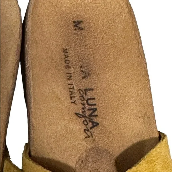 Marina Luna Women’s Suede Sandals Mustard Yellow Size 6.5 Made in Italy​​​​​​ - Picture 6 of 9